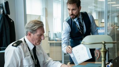 Superintendent Ted Hastings (Adrian Dunbar), DS Steve Arnott (Martin Compston) in series six of Line Of Duty. Pic: BBC/World Productions/Steffan Hill